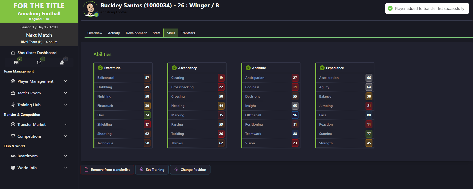 Transfer Market Management - List players for transfer and manage your market strategy