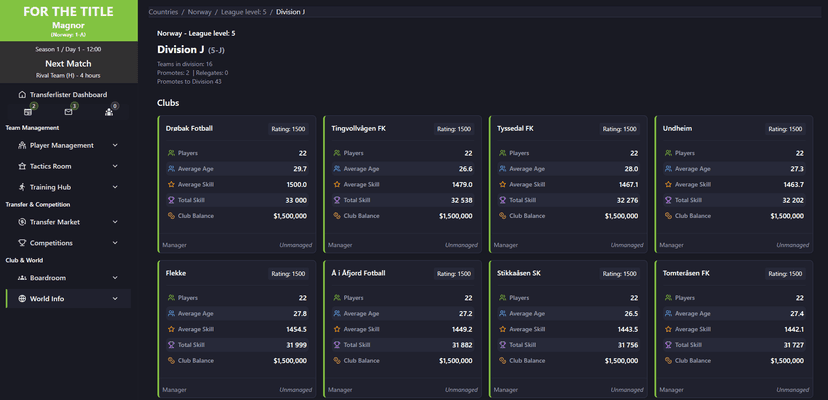 League Structure - Navigate through divisions and leagues in our comprehensive football world